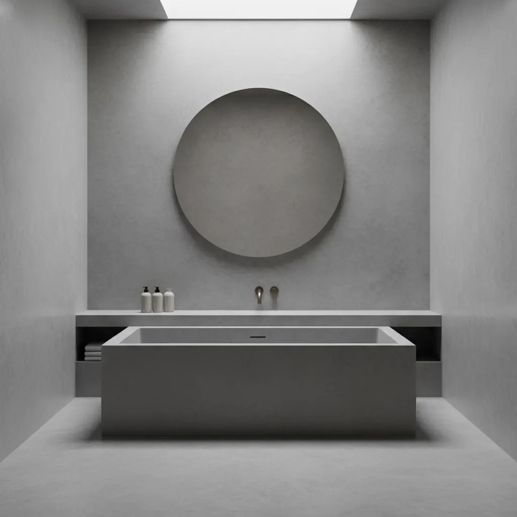 Luxuriöses Wohnzimmer mit fugenlosem Mikrozement-Boden